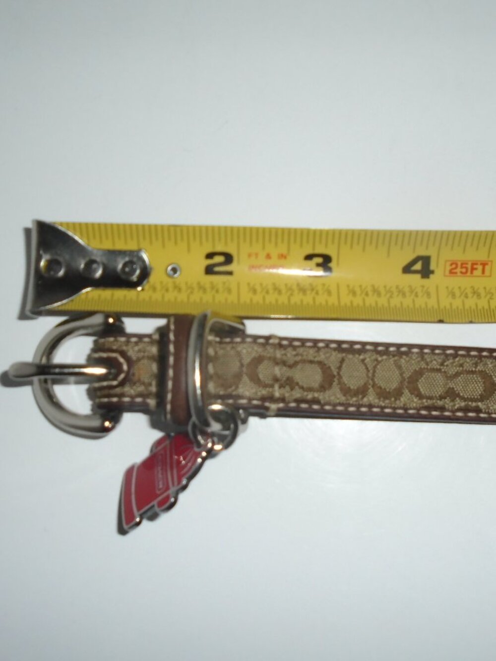 COACH BROWN LEATHER BROWN JACQUARD SIGNATURE C DOG PET COLLAR 60178 SIZE SMALL - Picture 15 of 16